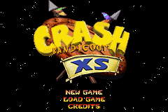 Crash Bandicoot XS title screen for GameBoy Advance